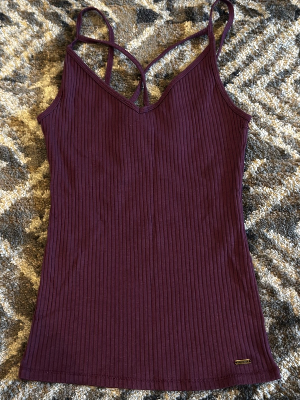 Hollister Ribbed V-Neck Crisscross Camisole - Plum